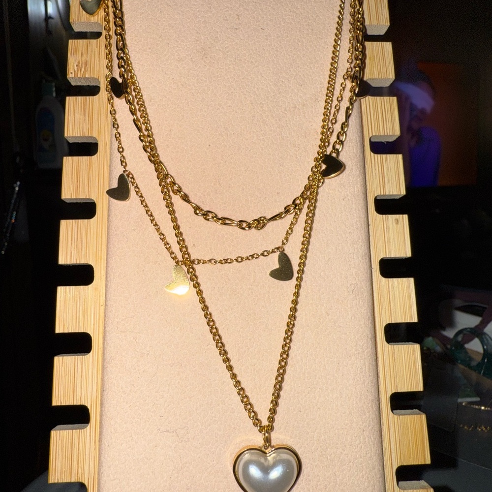 Gold Stainless Steel Heart Charm Necklace WILL NOT TARNISH